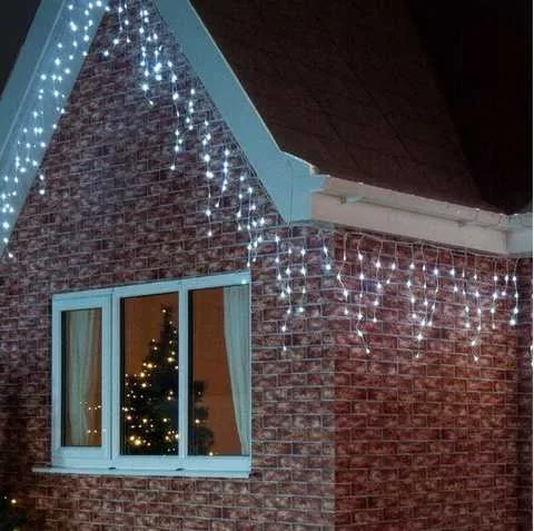 Гірлянда-бахрома новорічна, 120 LED, прозорий провід, 3х0.5 м, холодний білий