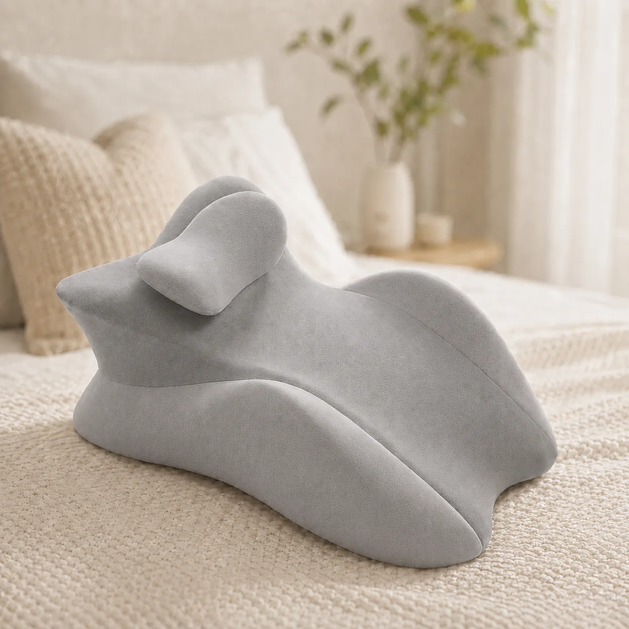 Ортопедична подушка pillow-06 клиноподібна, поліестер, сіра, Relax Pillow