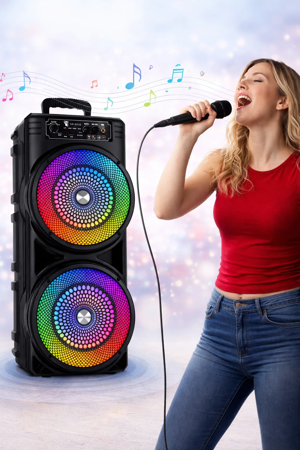 Портативная караоке-колонка TTD-2807 с Bluetooth и RGB-подсветкой