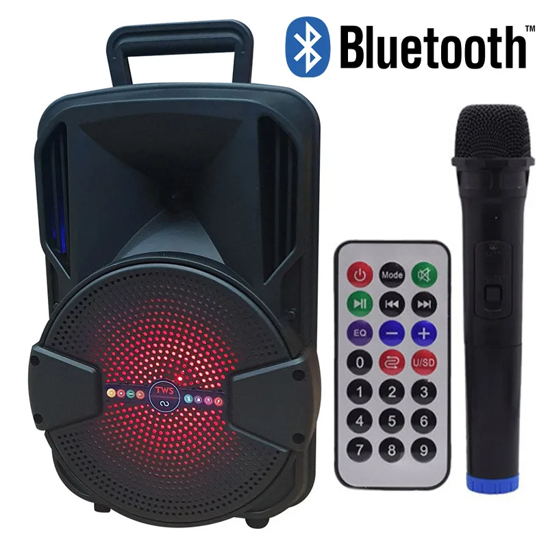 Портативна колонка ALP-801, Bluetooth, колонка-валіза, з мікрофоном і світломузикою