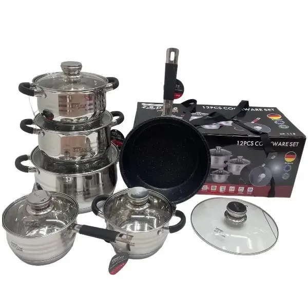 Cookware set Zepline ZP-115 stainless steel, 12 pieces, black
