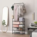 Фото 2 — Вішалка для одягу з полицями для взуття Clothes Rack Up, чорна, 170x60x26 см
