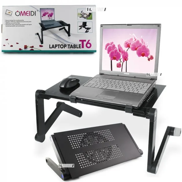 Столик для ноутбука Laptop Table T6, розкладний, чорний