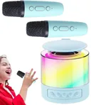 Фото 3 — Портативна колонка K19 з Bluetooth та LED-підсвічуванням для караоке, бірюзова