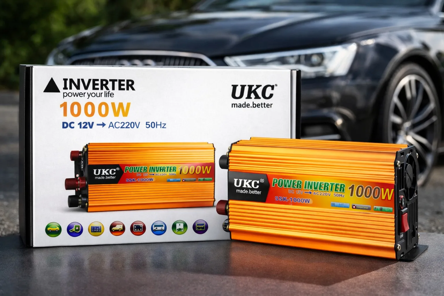 Преобразователь напряжения 12V-220V UKC SSK AC/DC, автомобильный инвертор 1000W