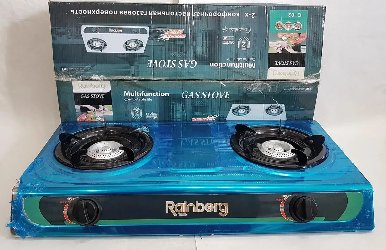 Газова плита Rainberg RB-G-02, настільна, переносна, сталева, 2 конфорки