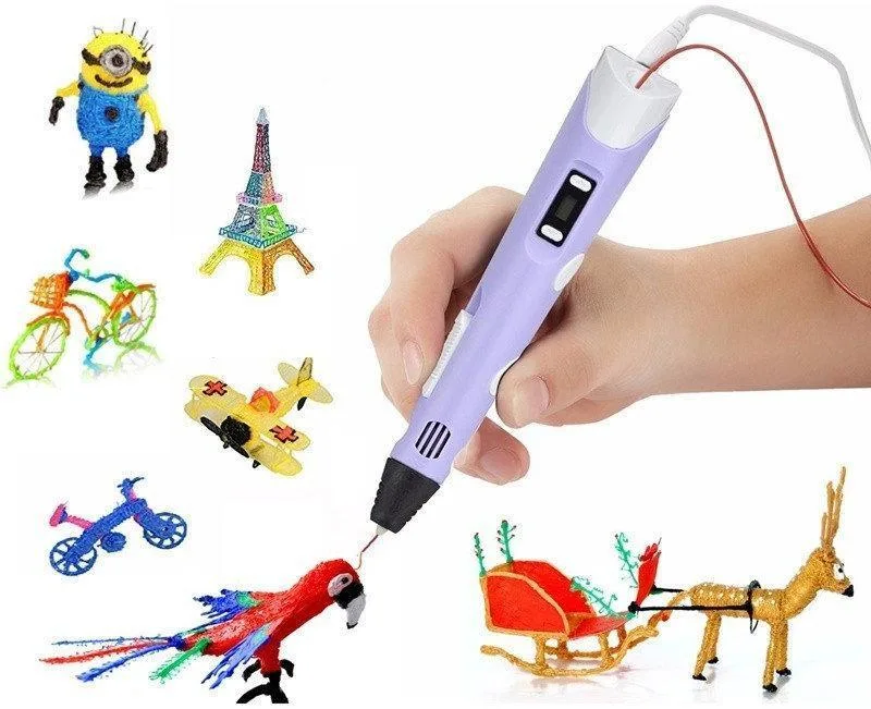 Ручка 3D Pen 2 з LCD дисплеєм для малювання, фіолетова