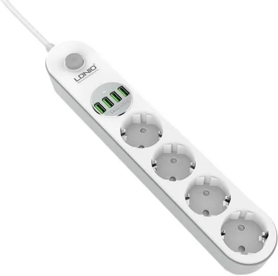 Мережевий фільтр-подовжувач LDNIO SE4432, 4x220V + 4xUSB, 2 м