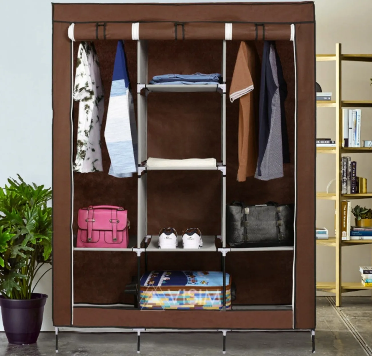 Шафа складана каркасна тканинна Storage Wardrobe 88130, на 3 секції 130x45x175 см