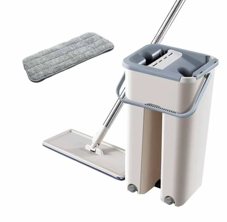Швабра с большим ведром Scratch Cleaning Mop, складная ручка, система отжима, 1 насадка микрофибры