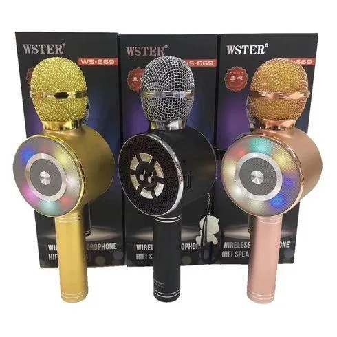 Караоке мікрофон Wster WS-669, бездротовий, зі вбудованим динаміком (USB, microSD, AUX, Bluetooth)