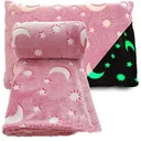 Фото 2 — Плед плюшевий, що світиться в темряві, із зірками, рожевий, 120x165 см