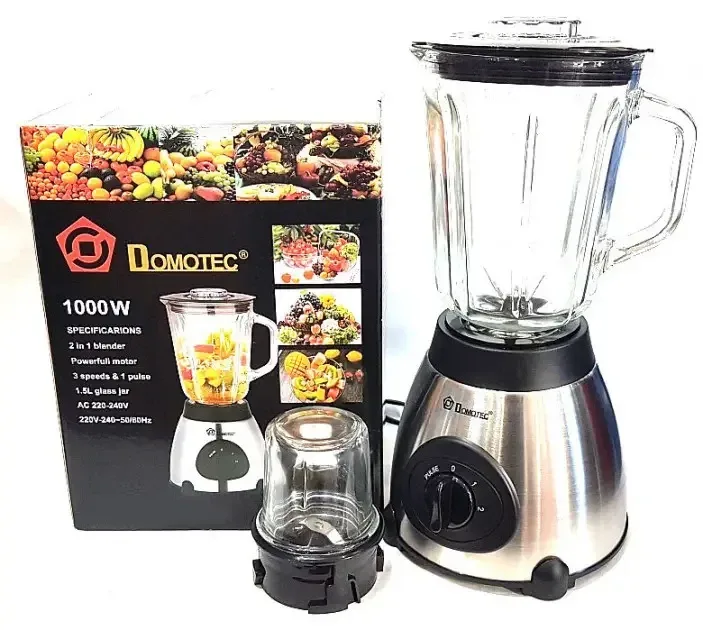 Блендер стационарный 2в1 с кофемолкой DOMOTEC 6609 MS AVK, чаша 1,5 л, 3 скорости, 1000 Вт, серебристый