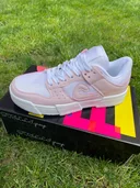 Фото 1 — Кроссовки женские NIKE DUNK, натуральная кожа, белые с розовыми вставками