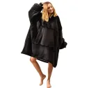 Photo 5 — Oversized Hoodie Blanket with Hood and Hand Pocket, Black, Huggle Hoodie