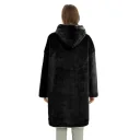 Photo 2 — Oversized Hoodie Blanket with Hood and Hand Pocket, Black, Huggle Hoodie