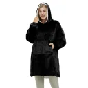 Photo 3 — Oversized Hoodie Blanket with Hood and Hand Pocket, Black, Huggle Hoodie