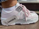 Фото 4 — Кроссовки женские NIKE DUNK, натуральная кожа, белые с розовыми вставками