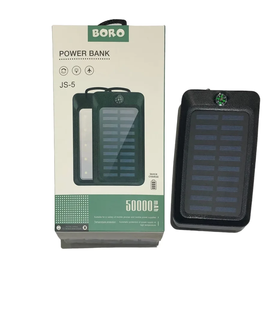 Павербанк із сонячною панеллю Boro JS-5, 50000mAh (2400mAh)
