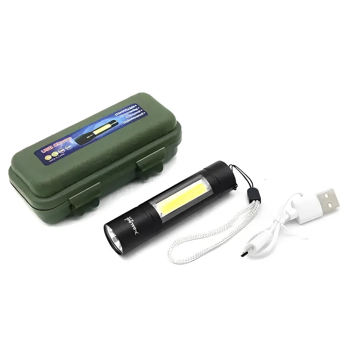 Ліхтарик кишеньковий Bailong BL-1501 XPE+COB з вбудованим акумулятором, чорний