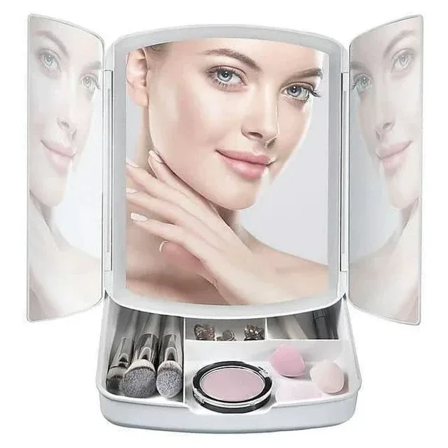 Настольное зеркало для макияжа с LED подсветкой My Foldaway Lighted Makeup Mirror, большое