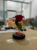 Photo 3 — Large Red Rose in Glass Flask with LED Light