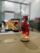 Photo 2 — Rose in Glass Flask with LED Light, Large No. A52, Red