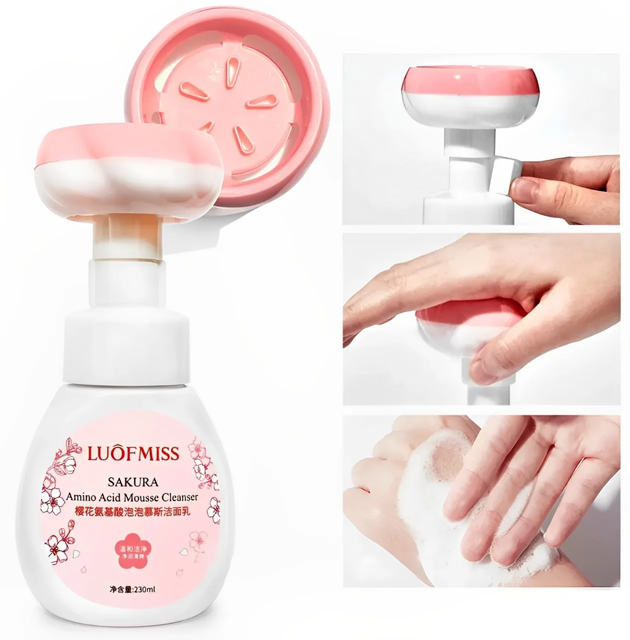 Мус-пінка для вмивання з амінокислотами LUOFMISS Sakura Amino Acid Mousse Cleanser