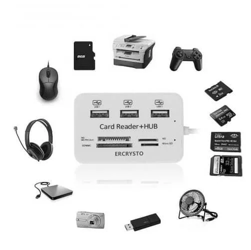Картридер-концентратор HUB USB Combo 2.0, USB/MS/MS Pro Duo/SD/M2/MMC/MicroSD