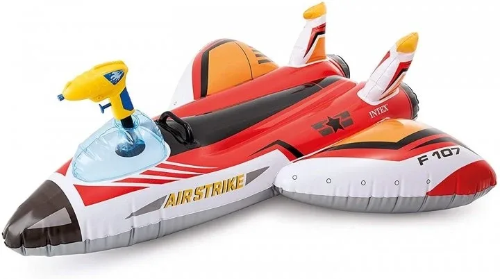 Плотик надувной детский Самолет Intex 57536, красный