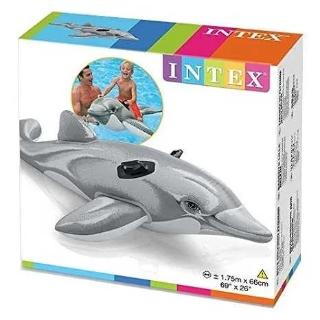 Дитячий надувний плотик Intex 58535 Дельфін, 175х66 см, від 3 років