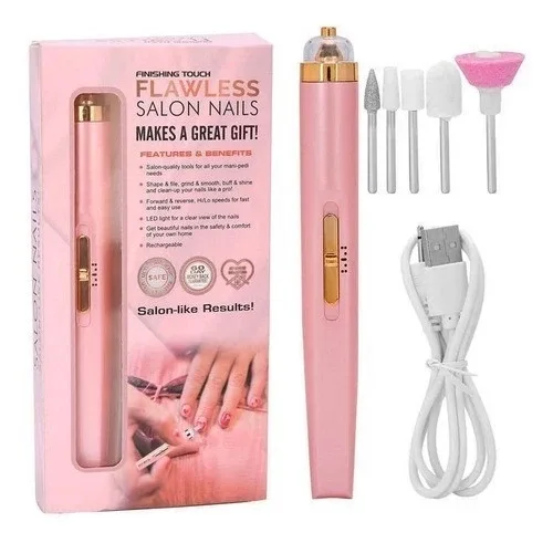 Фрезер-ручка портативна USB для манікюру та педикюру, набір фрез, Flawless Salon Nails