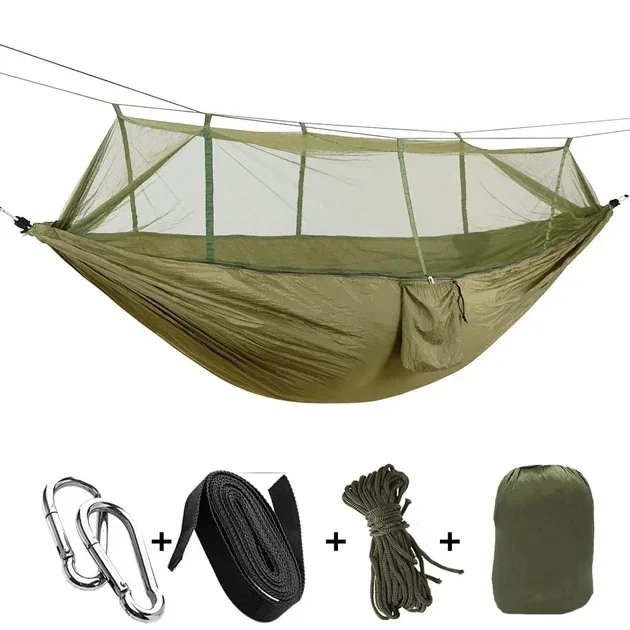 Гамак подвійний з москітною сіткою, до 200 кг, Hammock With Net Army