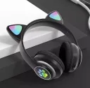 Фото 1 — Бездротові дитячі Bluetooth навушники з котячими вушками та підсвіткою Cat-23M, чорні