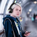 Фото 3 — Бездротові дитячі Bluetooth навушники з котячими вушками та підсвіткою Cat-23M, чорні