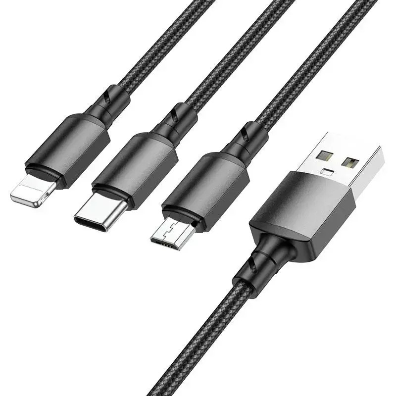 Кабель Borofone BX72 3-in-1 charging cable (iP+Type-C+Micro)