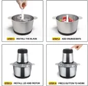 Photo 2 — Food Chopper Rainberg RB-2202, 2L Bowl, 4 Stainless Steel Blades, 1300W