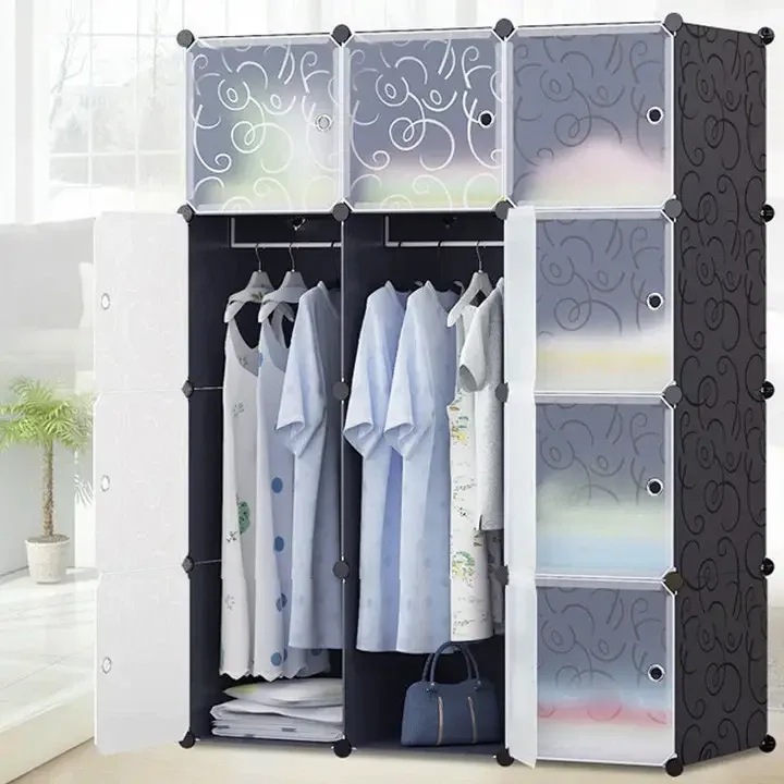Пластикова складана шафа Storage Cube Cabinet МР 312-62, чорна, 110x37x146 см