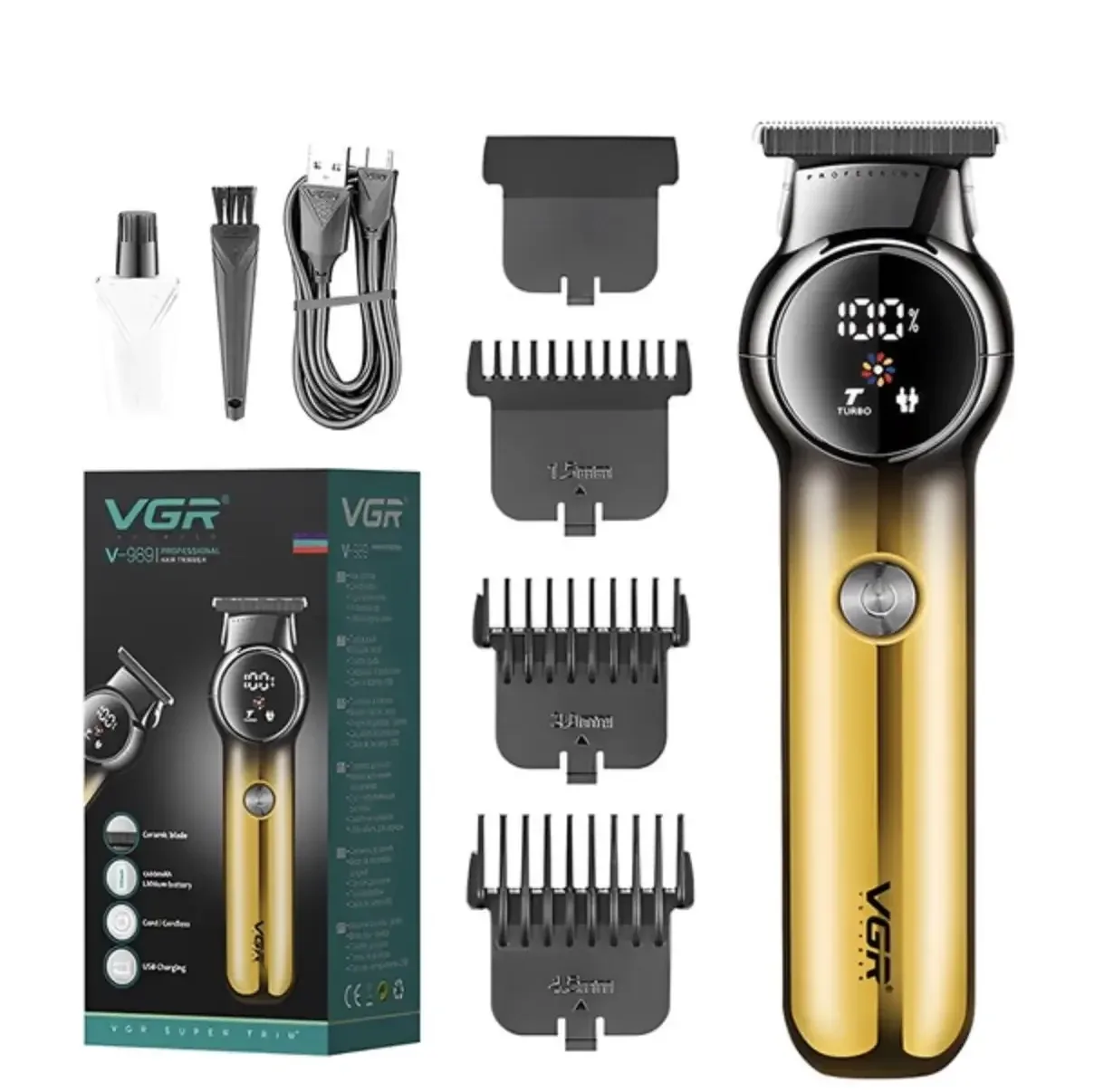 Триммер для стрижки волос и бороды VGR V-989 Gold