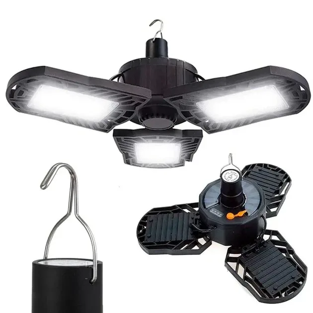 Кемпинговый подвесной фонарь-лампа XF-701 (3xCOB), на солнечной батарее + USB, 5 режимов