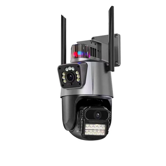 Камера вулична охоронна поворотна WIFI Dual Lens Zoom 8MP, сирена, зум, iCSee