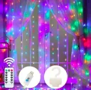 Photo 3 — LED curtain string lights for window, 200 LEDs, multicolor, 3x2 m, with remote, mains-powered