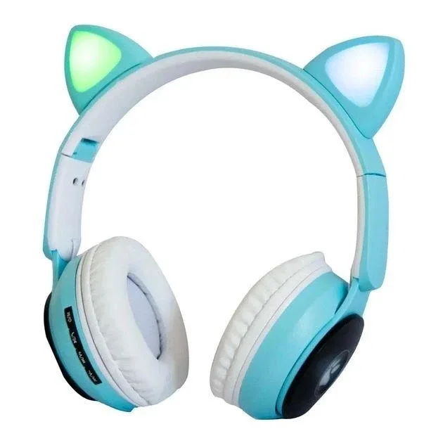 Бездротові навушники "Котячі вушка" CatEar ST77M, RGB підсвітка, Bluetooth, MP3, синій