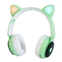 Фото 1 — Навушники бездротові Котячі вушка CatEar ST77M з підсвіткою RGB Bluetooth MP3-плеєр зелені