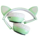 Фото 3 — Навушники бездротові Котячі вушка CatEar ST77M з підсвіткою RGB Bluetooth MP3-плеєр зелені