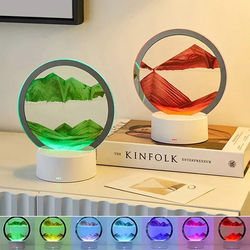 Ночник настольный LED Песочные часы 3D "Moving Sands Capes", USB