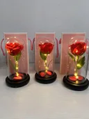 Photo 2 — Rose in Glass Dome Large with LED Light, Red