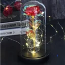 Photo 1 — Rose in Glass Dome Rose of Love RED GOLD, LED Light, Red