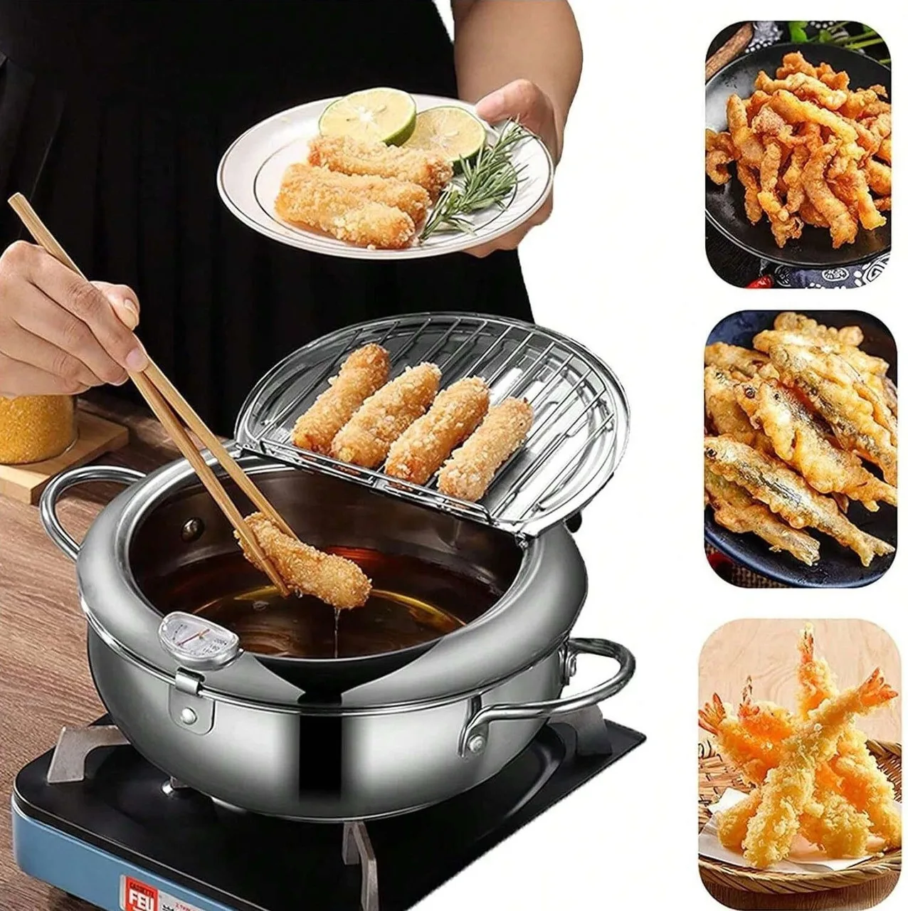 Фритюрница Fryer Pot 2,2 л, нержавеющая сталь, с термометром