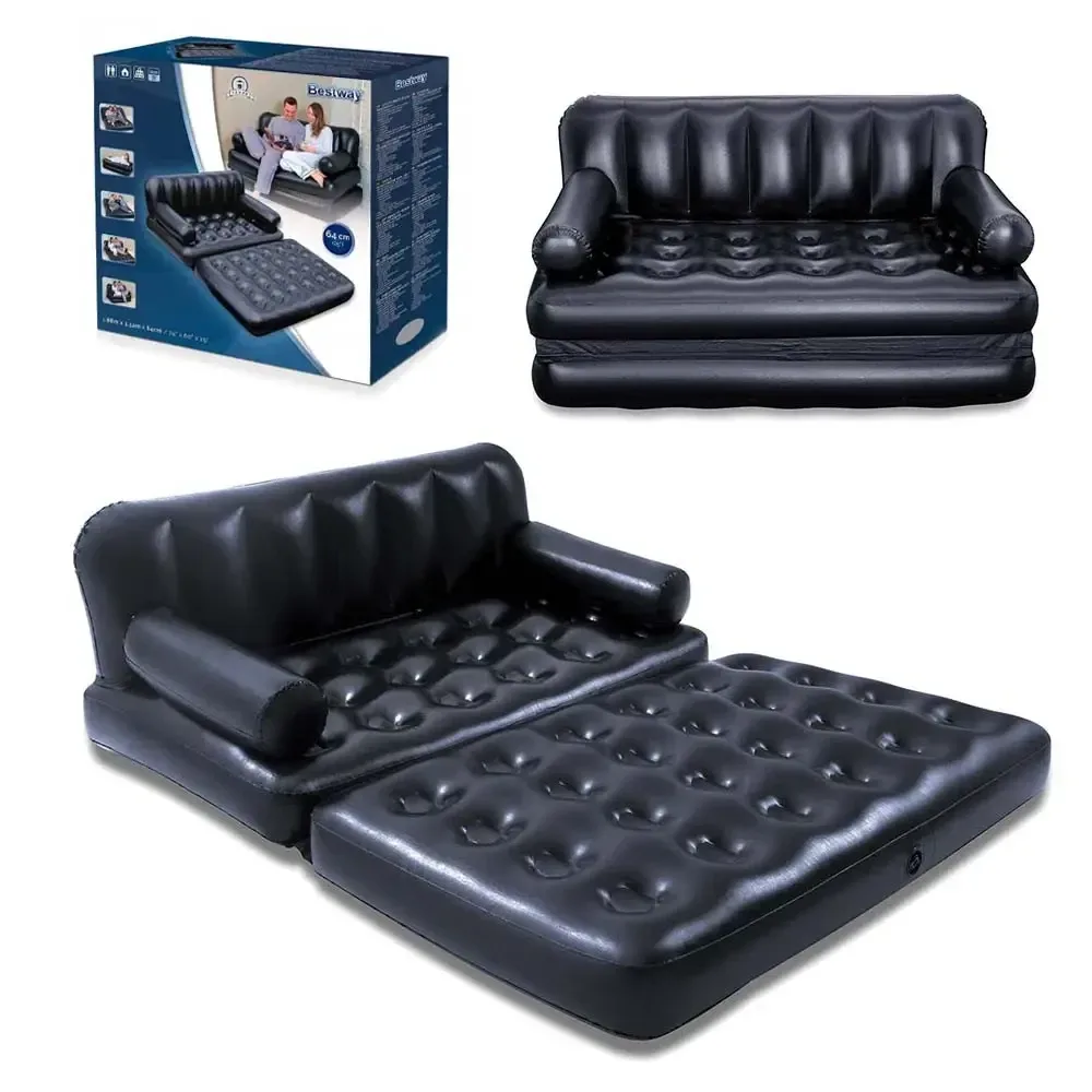 Диван надувний трансформер двоспальний Bestway 75056, без насоса, 188x152x64 см, чорний